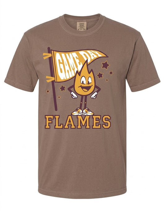 Game Day Flames Short Sleeve T-Shirt | Brown